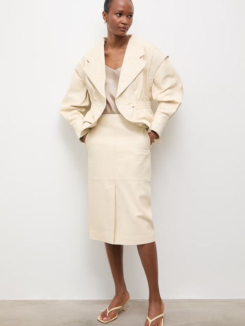 Answear.LAB spódnica z rozcięciem skórzana SORA - zdjęcie produktu nr 1