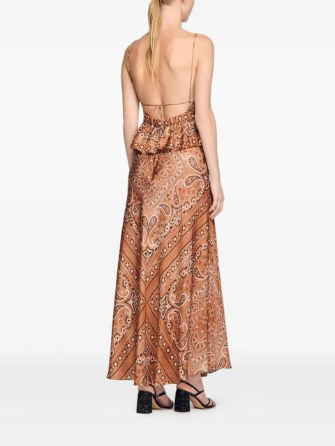 SANDRO V-neck paisley-pattern maxi dress - Brown