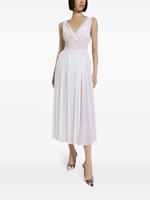 Dolce & Gabbana shirred-panel silk midi dress - White - zdjęcie produktu nr 2