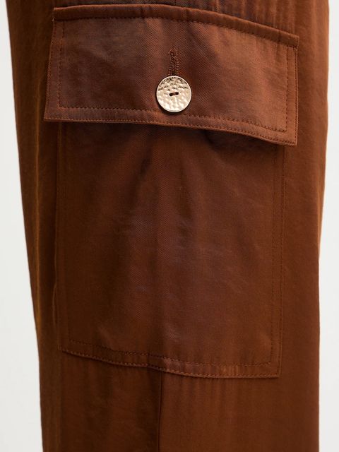 Morgan spodnie damskie kolor brązowy szerokie high waist PVIRA.F