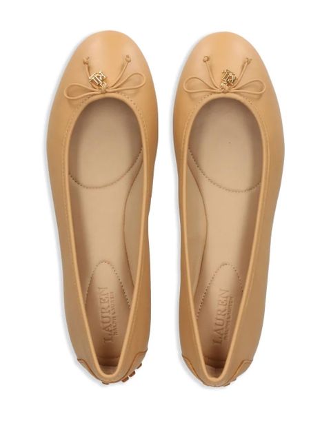 Lauren Ralph Lauren bow-detail leather ballerina shoes - Neutrals