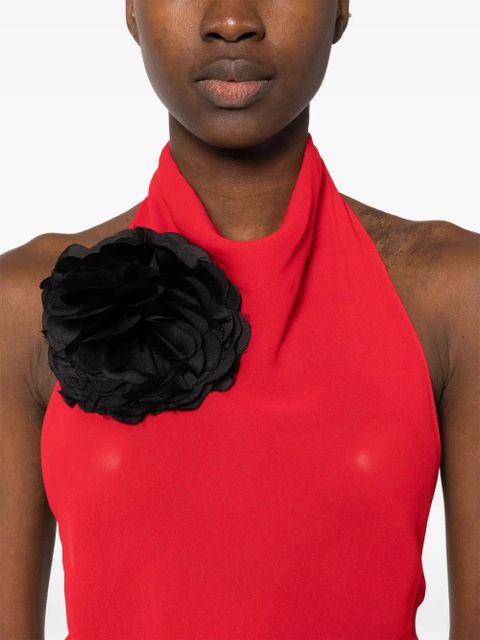 MANURÍ New Romance floral silk brooch - Black