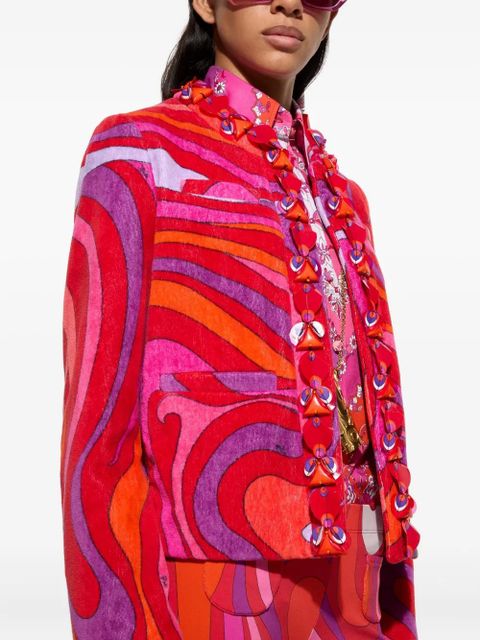 PUCCI swirl-print ruffled jacket - Red