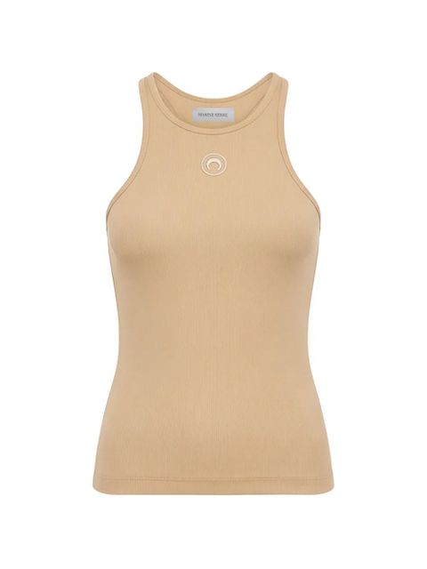 Marine Serre moon logo ribbed tank top - Neutrals - zdjęcie produktu nr 1