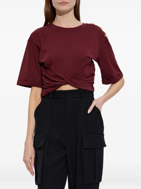 Balmain cotton cropped T-shirt - Red