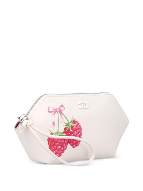 GANNI Bou raspberry-print pouch - Neutrals