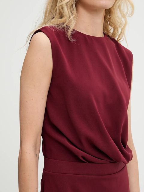 Answear.LAB sukienka kolor czerwony midi dopasowana