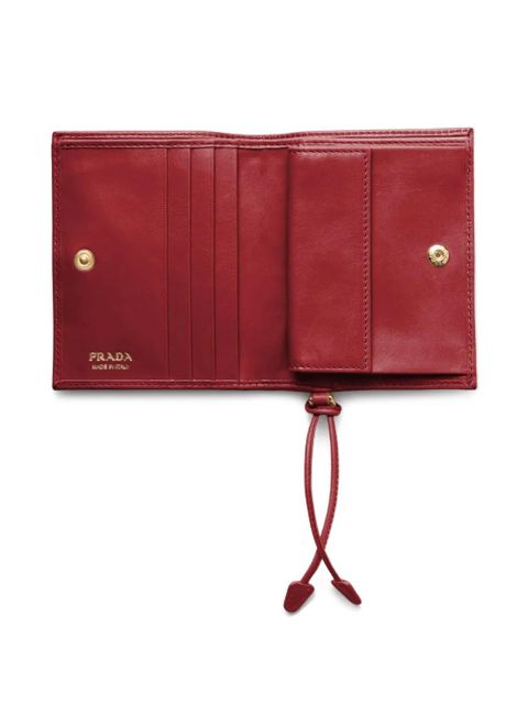 Prada enamelled triangle leather wallet - Red