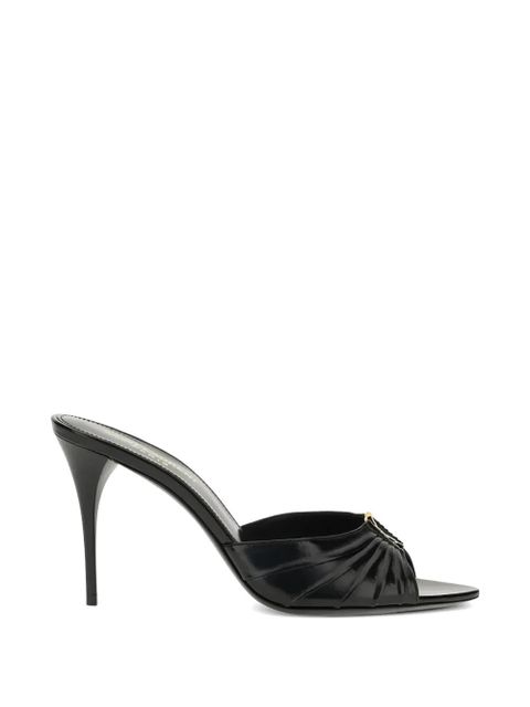 Saint Laurent Babylone ruched leather sandals - Black - zdjęcie produktu nr 1