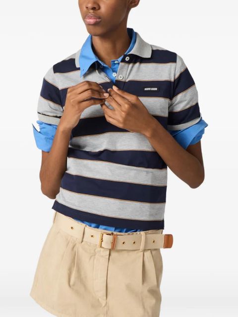 Miu Miu Striped jersey polo shirt - Grey