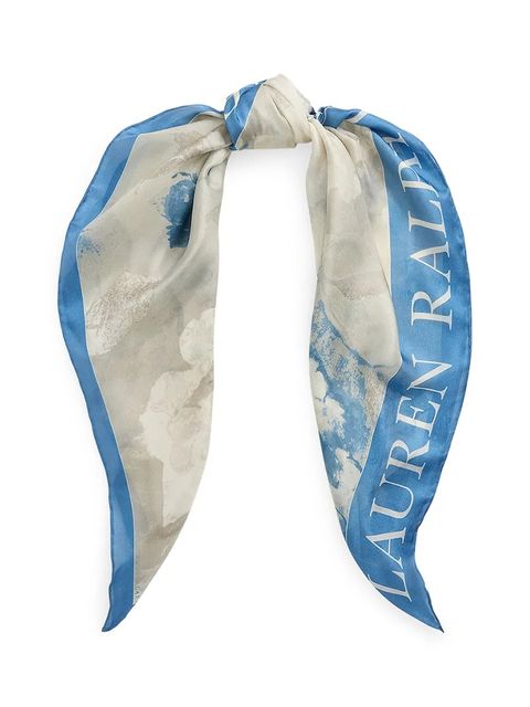 Lauren Ralph Lauren apaszka jedwabna damska kolor beżowy wzorzysta 454972545