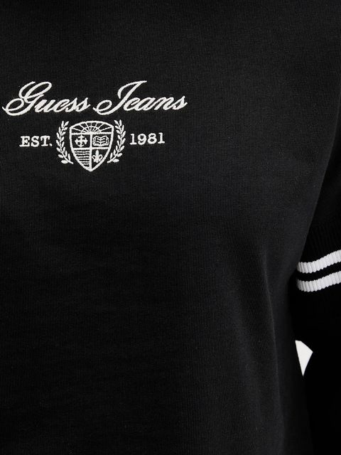 Guess Jeans bluza bawełniana damska kolor czarny z aplikacją W5BQ25 KCYM1