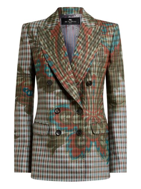 ETRO floral-print gingham-pattern blazer - Brown - zdjęcie produktu nr 1
