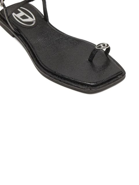 Diesel D-AMBER logo-detail flat sandals - Black