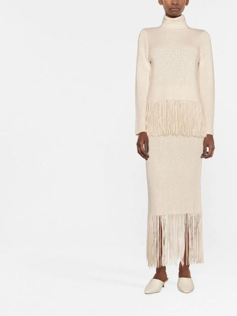 ZIMMERMANN fringe-detail high-waisted skirt - Neutrals - zdjęcie produktu nr 2