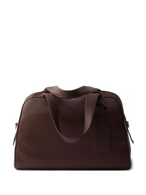 Prada large leather top-handle tote bag - Brown