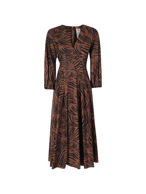 Max Mara Mstastice zebra-print V-neck midi dress - Brown - zdjęcie produktu nr 1