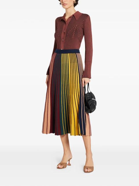Simon Miller Celia striped pleated midi skirt - Brown - zdjęcie produktu nr 2