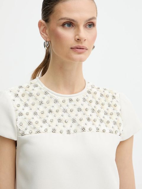 Luisa Spagnoli sukienka kolor beżowy mini prosta 542412