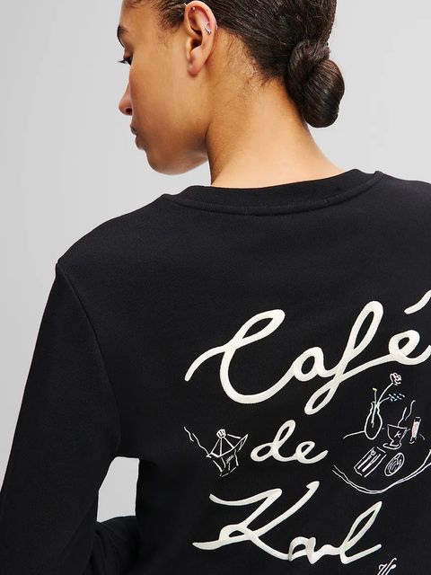 Karl Lagerfeld bluza bawełniana damska kolor czarny z nadrukiem A2W20056