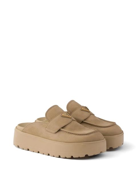 Prada nubuck flatform mules - Neutrals - zdjęcie produktu nr 2