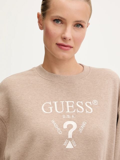 Guess bluza ROBERTA damska kolor beżowy z aplikacją V5RQ12 KC3D2
