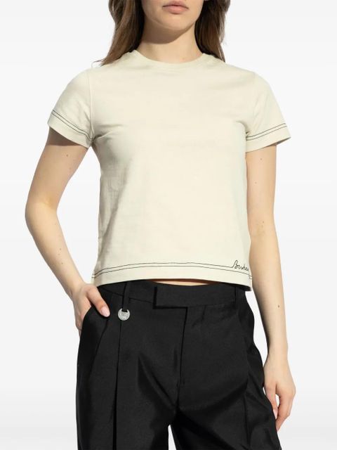 Burberry logo-embroidered crop top - Neutrals