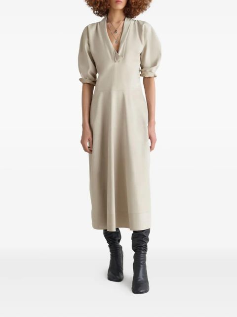 LEMAIRE draped V-neck midi dress - Neutrals