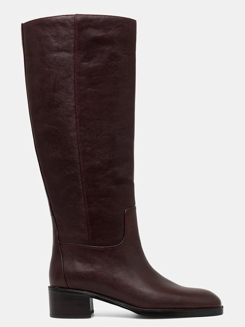 Jeffrey Campbell kozaki skórzane LADA damskie kolor bordowy na płaskim obcasie U321-N01-003 - zdjęcie produktu nr 2