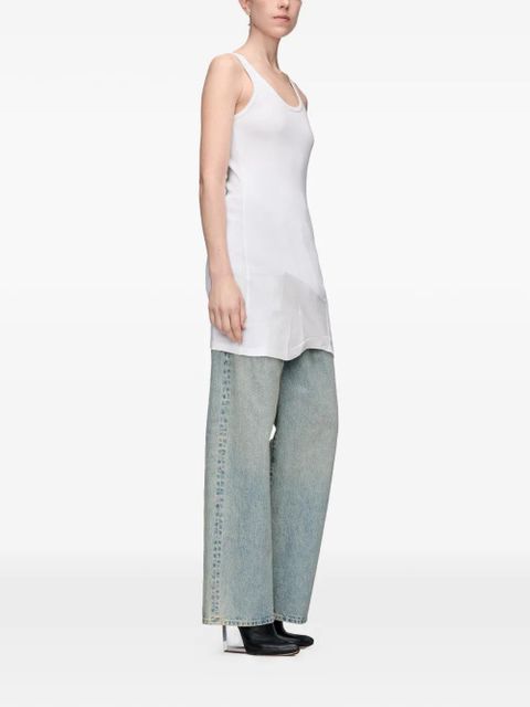 Maison Margiela sheer-panel long cotton top - White