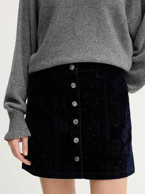 Guess spódnica welurowa SERENA kolor granatowy mini prosta W5BD86 D0731 - zdjęcie produktu nr 1