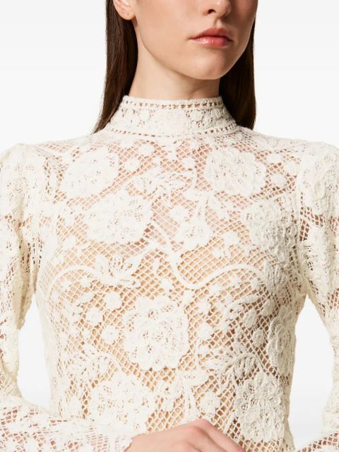 TWINSET floral crochet mini dress - White