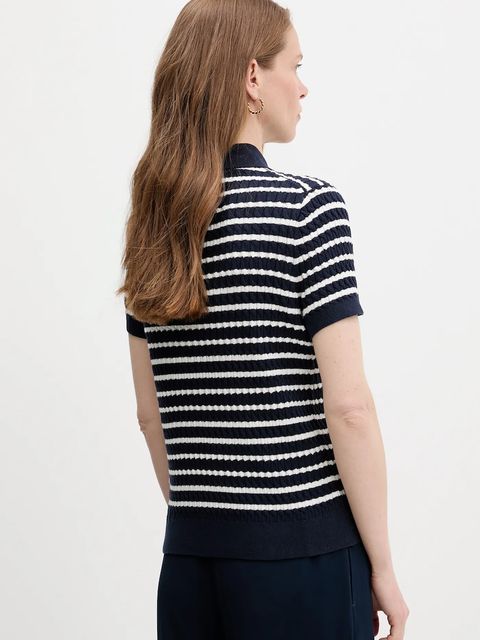 Tommy Hilfiger sweter bawełniany damski kolor granatowy lekki WW0WW41474 - zdjęcie produktu nr 2