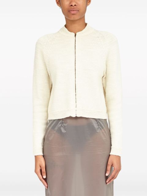 Maison Margiela ribbed-knit wool cropped cardigan - White