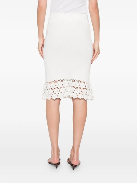 GANNI crochet-trim midi skirt - White