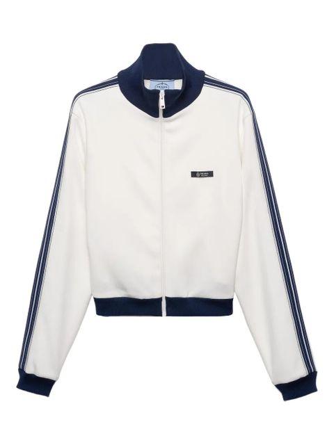 Prada leather-elbow patches striped sweatshirt - White - zdjęcie produktu nr 1