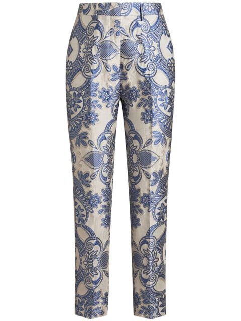 ETRO paisley-jacquard cigarette trousers - Blue - zdjęcie produktu nr 1