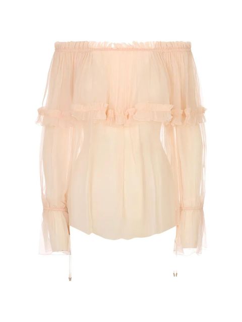 Chloé ruffled off-shoulder blouse - Neutrals - zdjęcie produktu nr 1