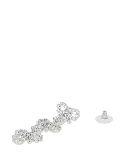 Self-Portrait crystal-embellished bow earrings - Silver