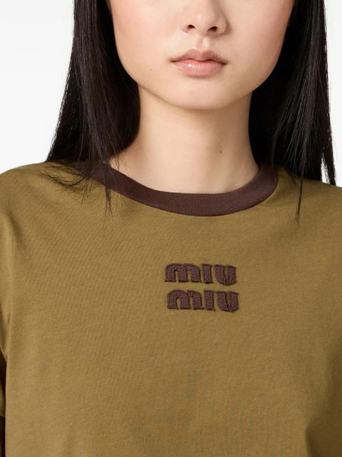 Miu Miu embroidered logo T-shirt - Green