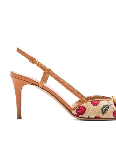 Valentino Garavani 80mm VLogo Signature cherryfic-print pumps - Neutrals