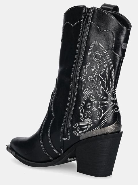 Buffalo kowbojki West Boot Mid damskie kolor czarny na słupku 1221044-BLK