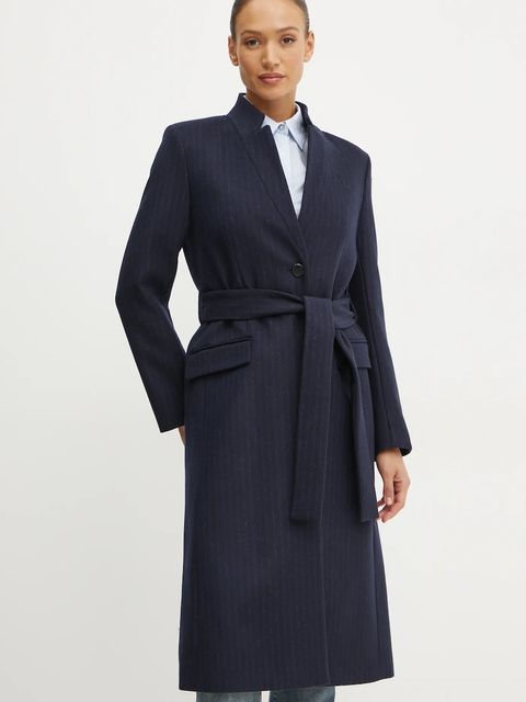 Karl Lagerfeld płaszcz wełniany kolor granatowy przejściowy A1W15020 - zdjęcie produktu nr 1