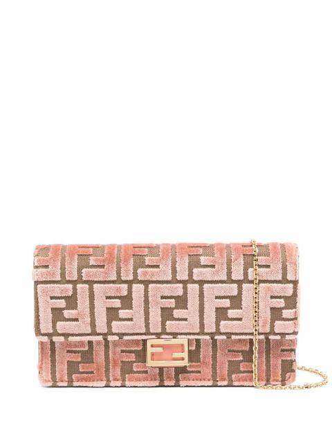 FENDI Baguette FF-pattern velvet clutch bag - Pink - zdjęcie produktu nr 1
