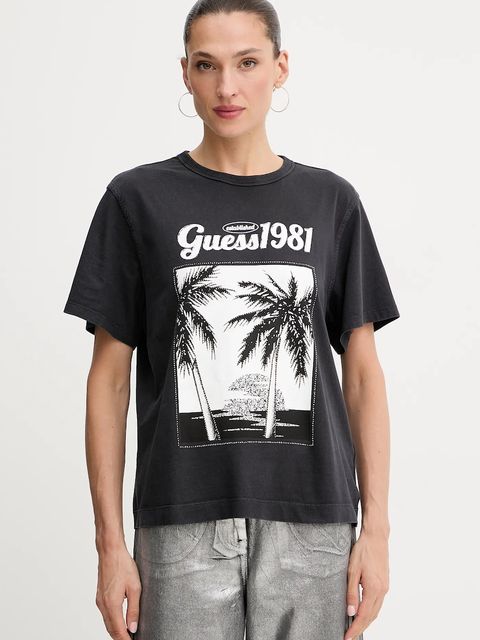 Guess t-shirt bawełniany damski kolor czarny W5YI17 I3Z14 - zdjęcie produktu nr 1