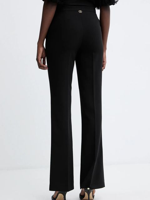 Twinset spodnie damskie kolor czarny dzwony high waist 252TT2232