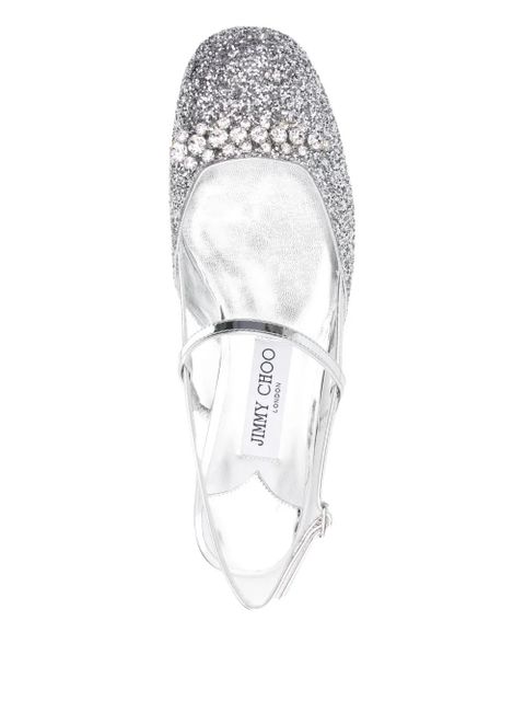 Jimmy Choo Belinda glitter-embellished slingback sandals - Silver