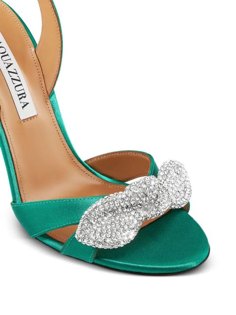 Aquazzura 105mm Very Bow Tie Crystal sandals - Green