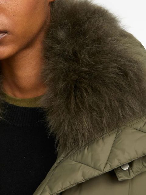 Yves Salomon lambswool-collar down jacket - Green