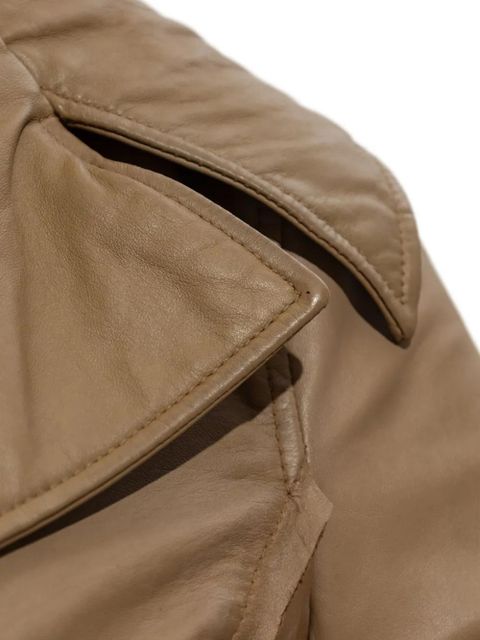 Diesel button-fastening flared leather jacket - Neutrals